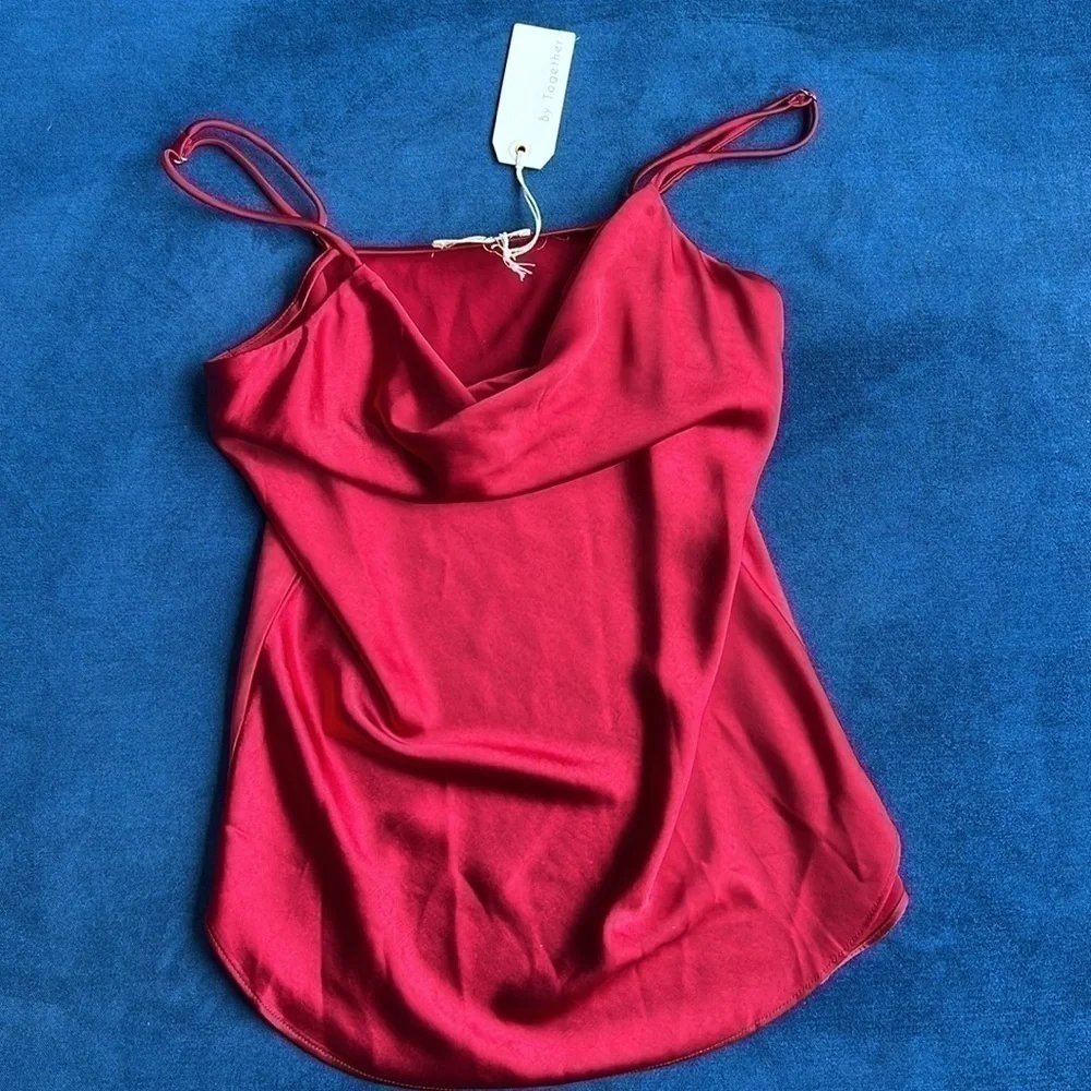 NWT draped cami holiday cherry Red base layer winter‎ glam small